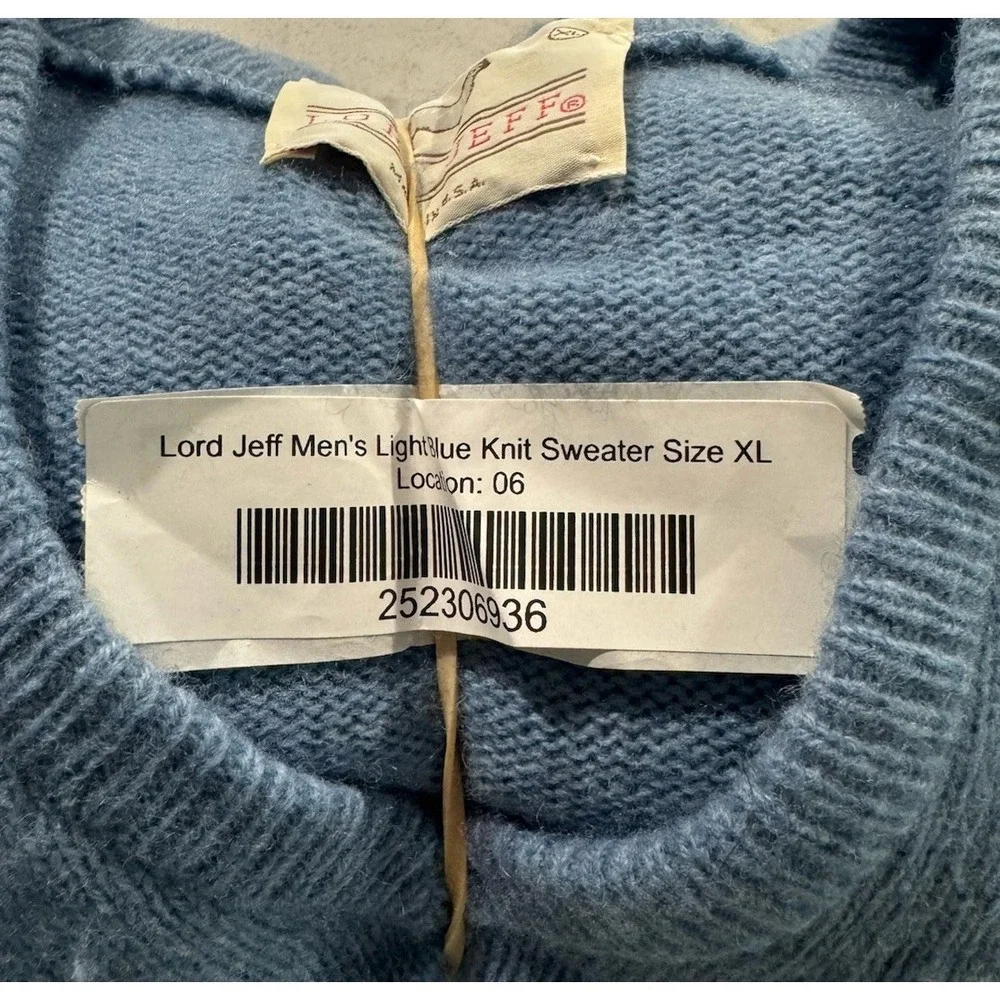 VTG 80s Lord Jeff Sweater‎ Mens XL Blue V-Neck Knit Classic Preppy Made in USA